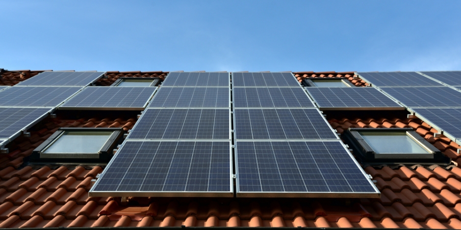 black solar panels on the roof