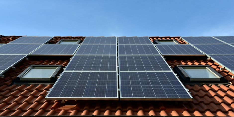 black solar panels on the roof